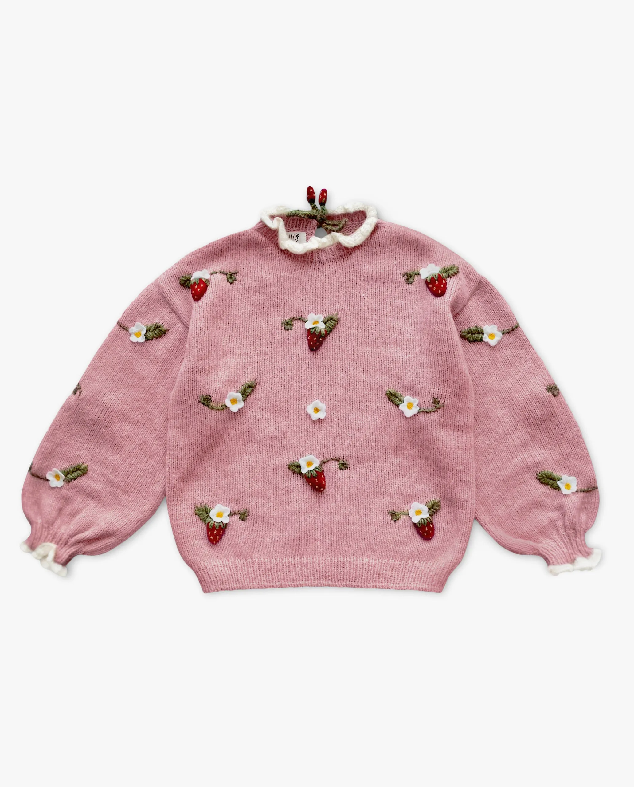Adult Strawberries pullover | Powder Pink