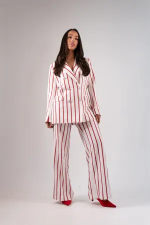 Alana Red Stripe Blazer In White