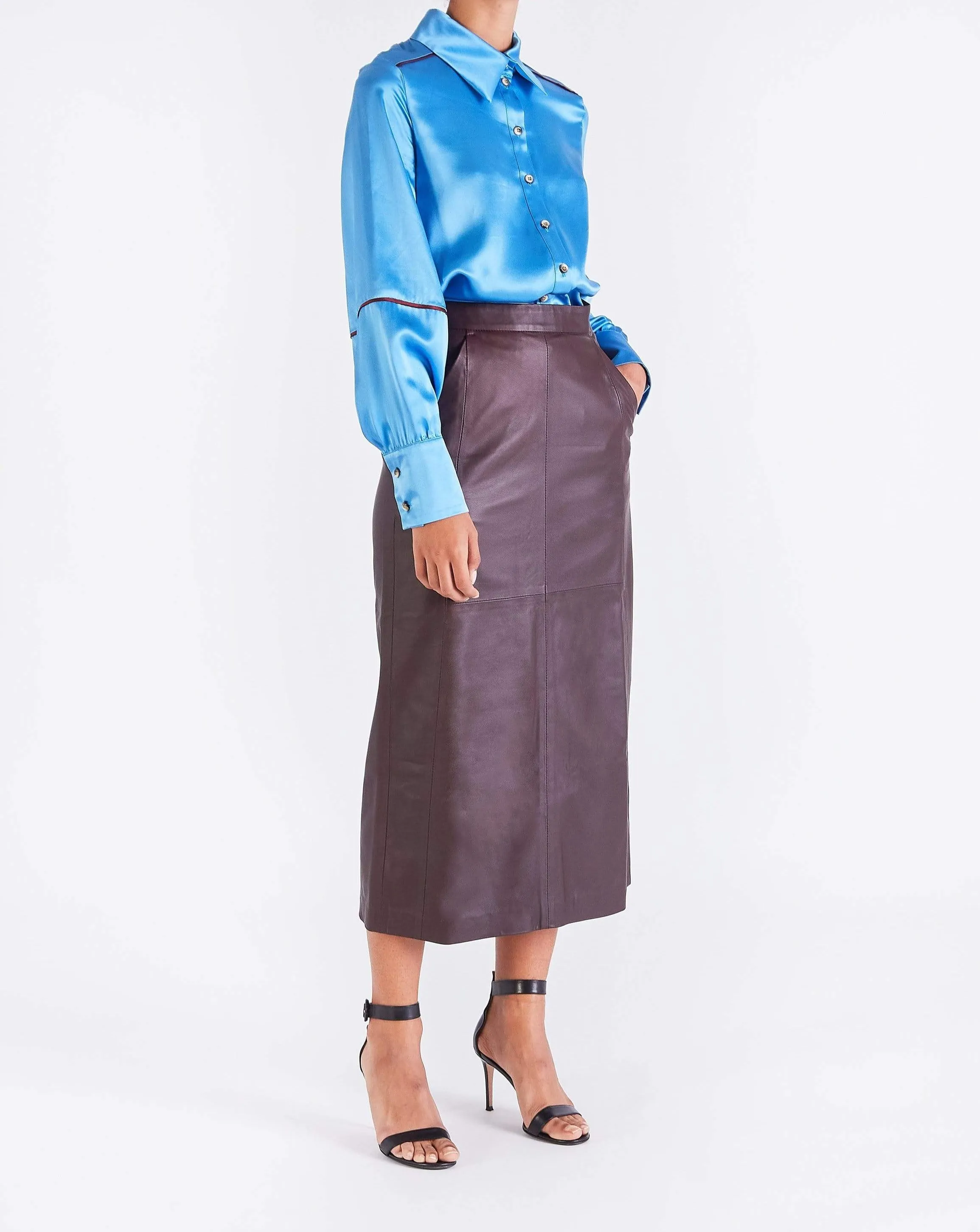 Alix MAXI STRAIGHT SKIRT - BURGUNDY