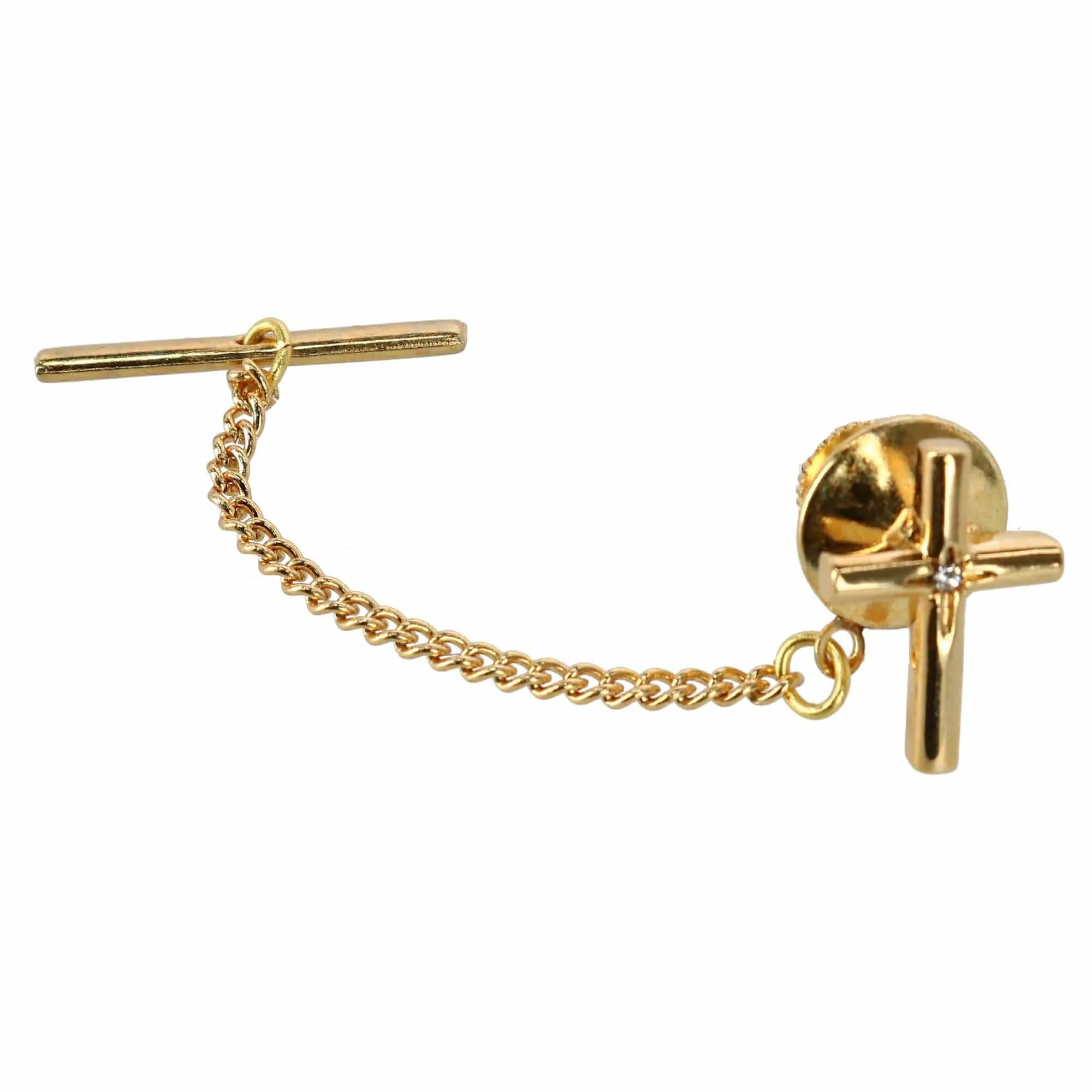 Ascentix Men's Elegant Cross Tie Tack with Crystal Center for Formal Wear