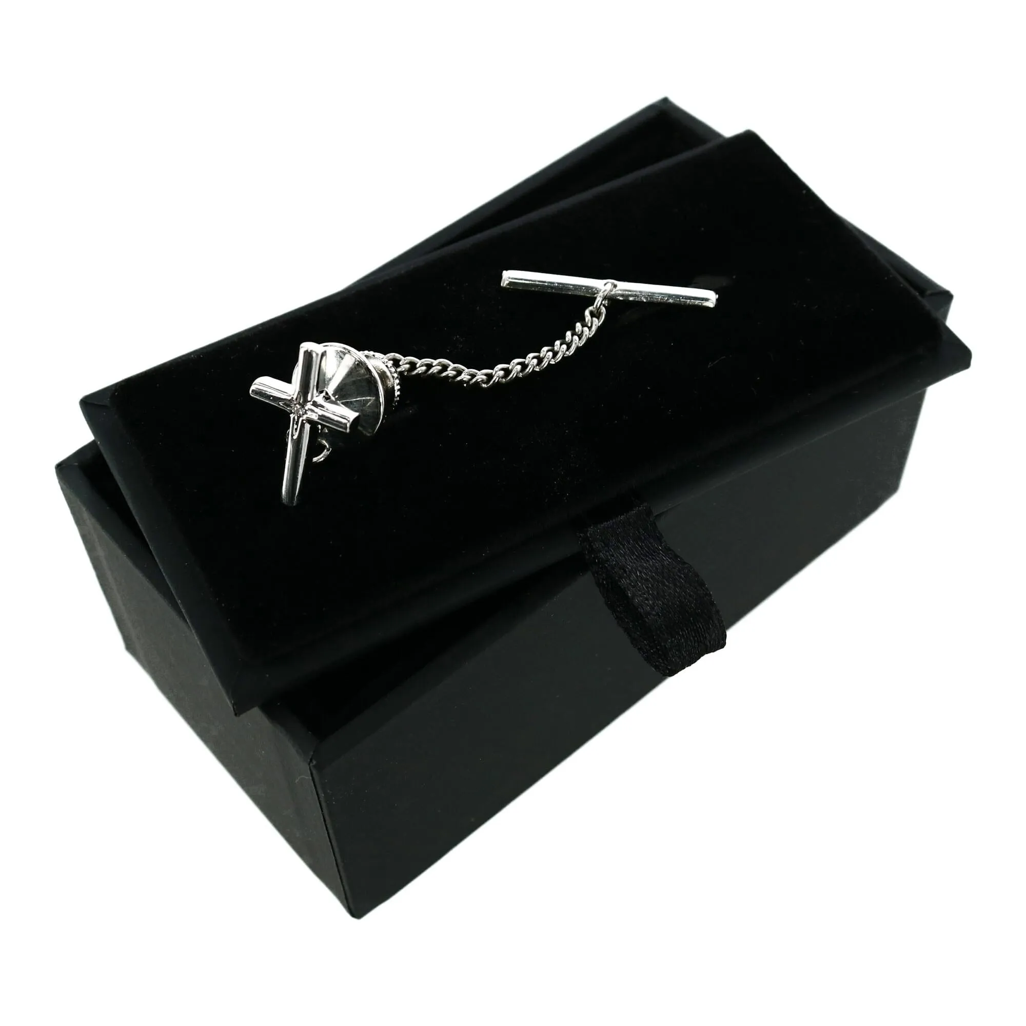Ascentix Men's Elegant Cross Tie Tack with Crystal Center for Formal Wear