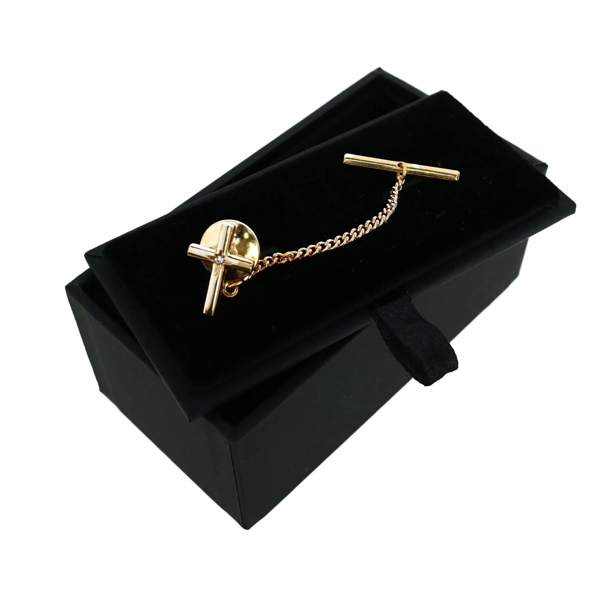 Ascentix Men's Elegant Cross Tie Tack with Crystal Center for Formal Wear