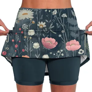 Athletic Skort for Women Summer Boho Floral Print Mini Skirts with Built in Shorts High Waist Workout Shorts