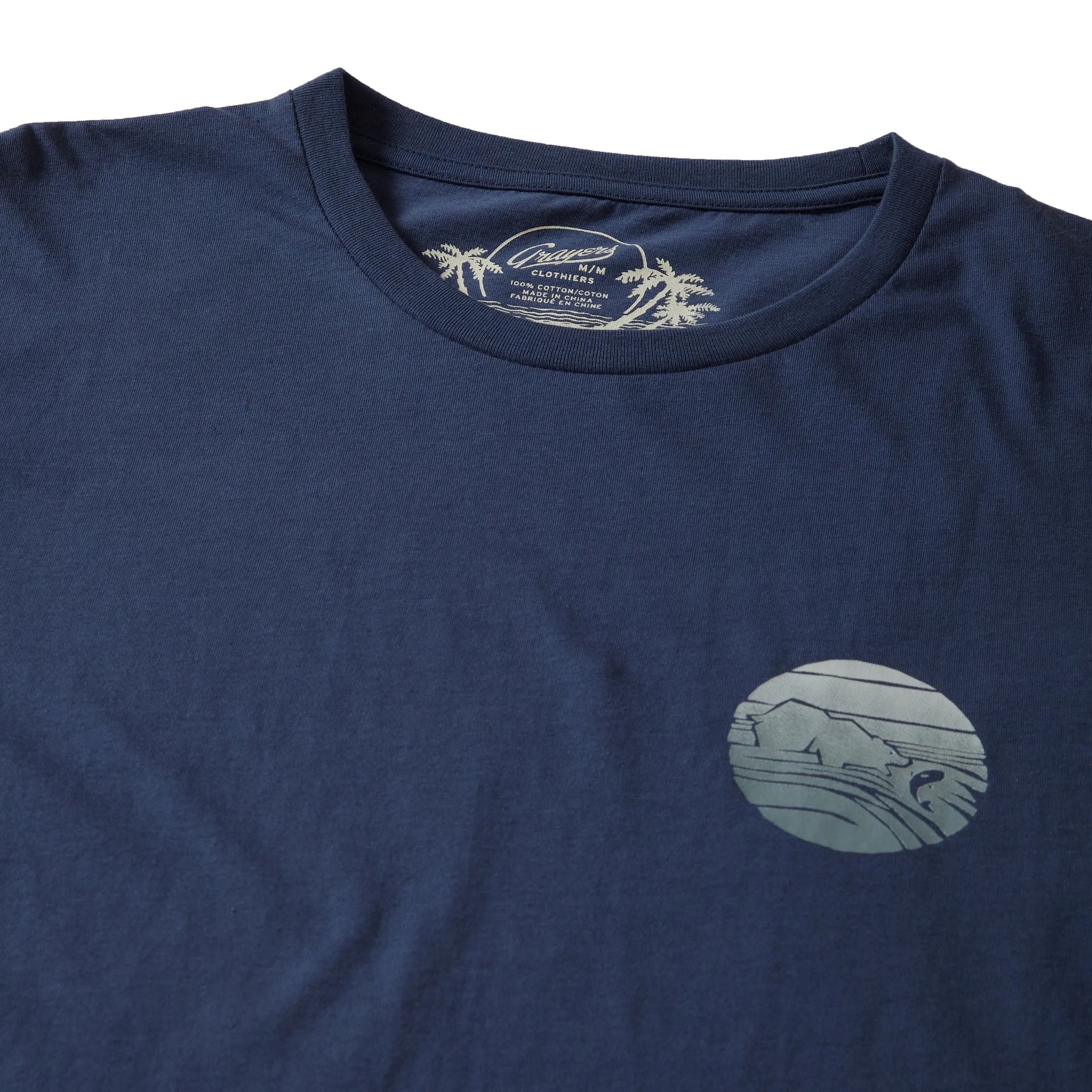 Bear Fishing Graphic Tee - Blue Indigo