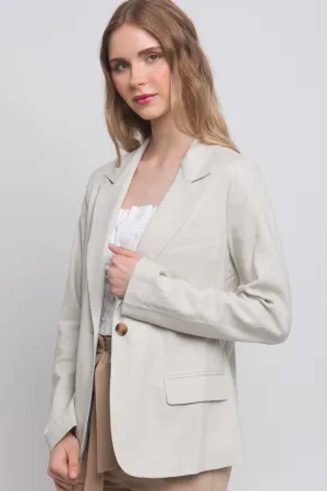 Beige Linen Classic Look Fine Blazer