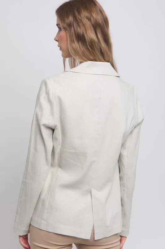 Beige Linen Classic Look Fine Blazer