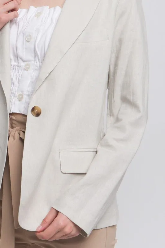Beige Linen Classic Look Fine Blazer