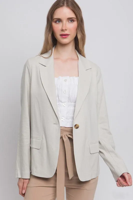 Beige Linen Classic Look Fine Blazer