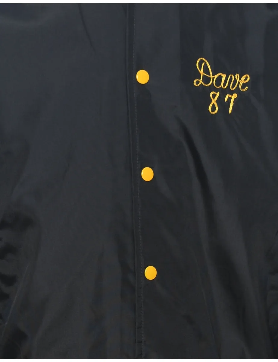 Black & Yellow Contrast Vikings Bomber Jacket - L
