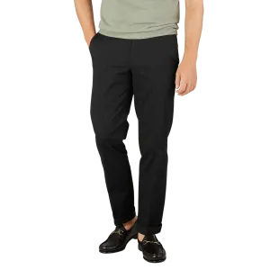 Black Cotton Stretch Regular Fit Chinos