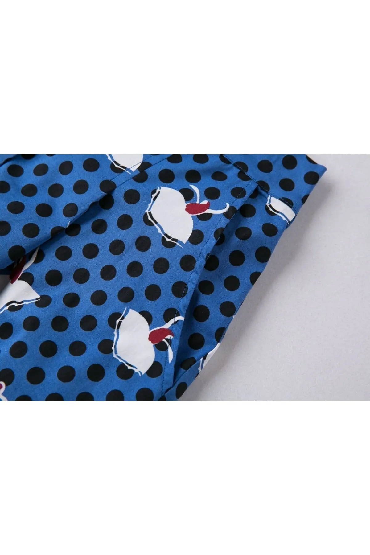 Blue and Black Polka Dot Dancing Girl A Line Skirt