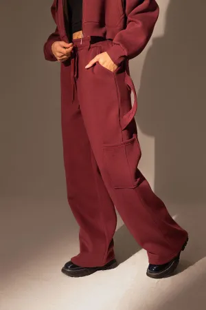 Burgundy Wide leg Sweat Pants