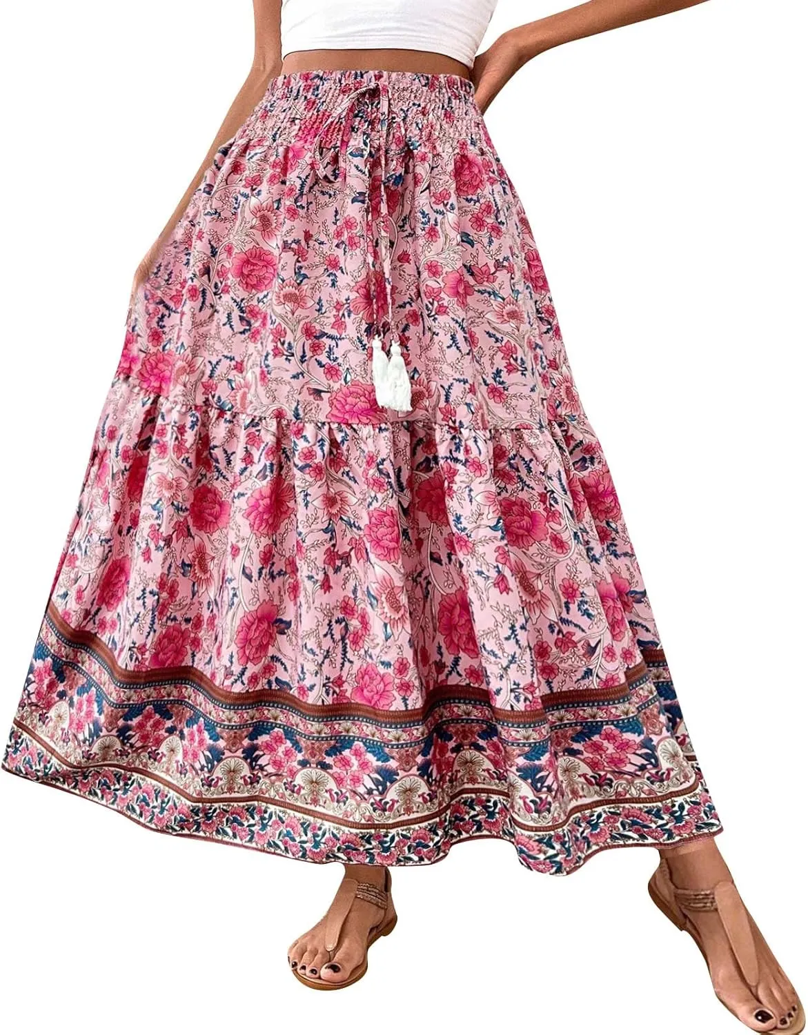 Casual Elegantes Maxi Skirts for Women, 2025 Boho High Waisted Flowy Trendy Long Skirt