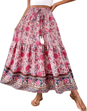 Casual Elegantes Maxi Skirts for Women, 2025 Boho High Waisted Flowy Trendy Long Skirt