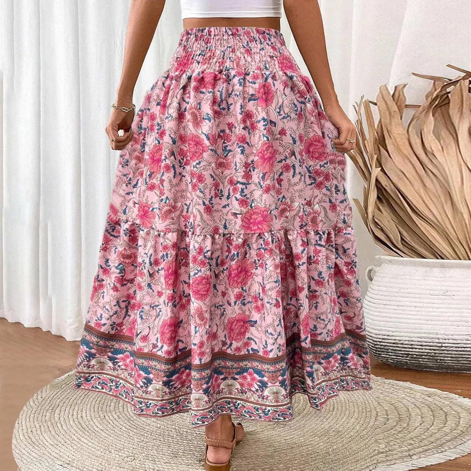 Casual Elegantes Maxi Skirts for Women, 2025 Boho High Waisted Flowy Trendy Long Skirt