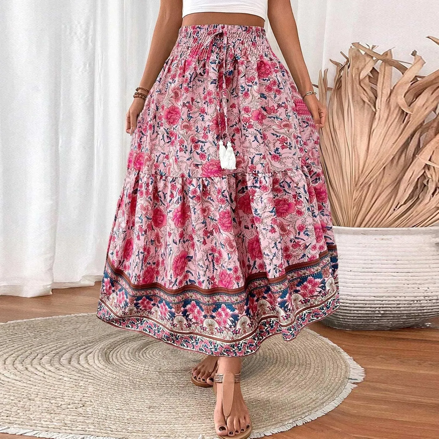 Casual Elegantes Maxi Skirts for Women, 2025 Boho High Waisted Flowy Trendy Long Skirt