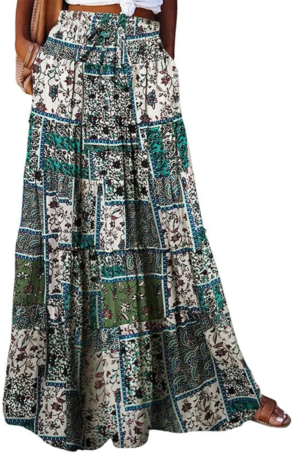 Casual Vacation Maxi Skirt, High Waisted Trendy Flowy 2025 Elegantes Long Skirt