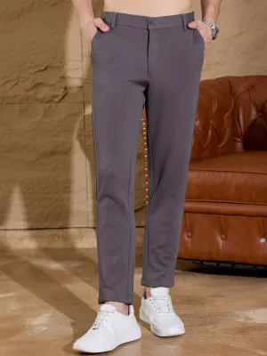 Charcoal Grey: Textured Stretchable  Chinos