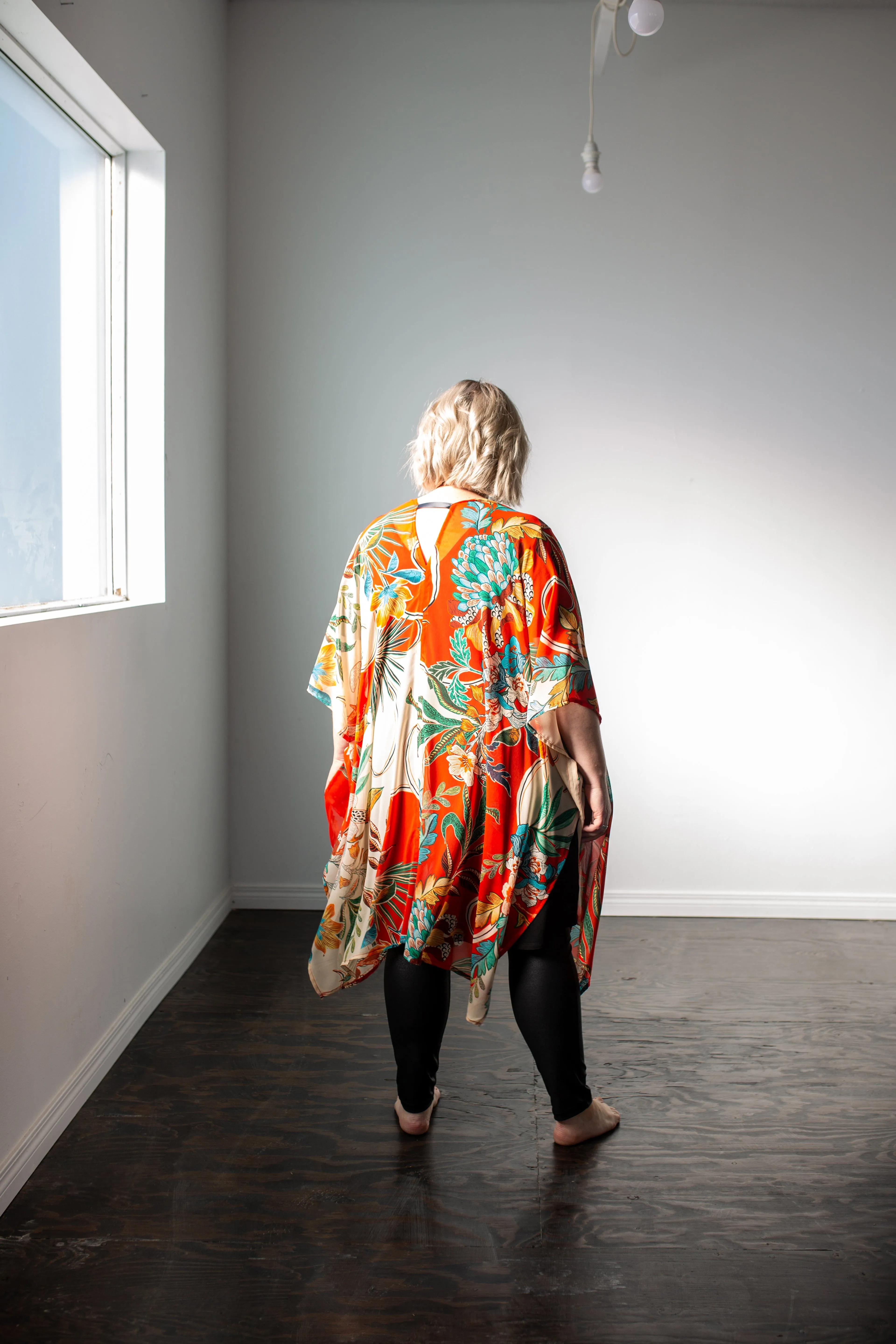 Chiffon Shawl in Red Floral
