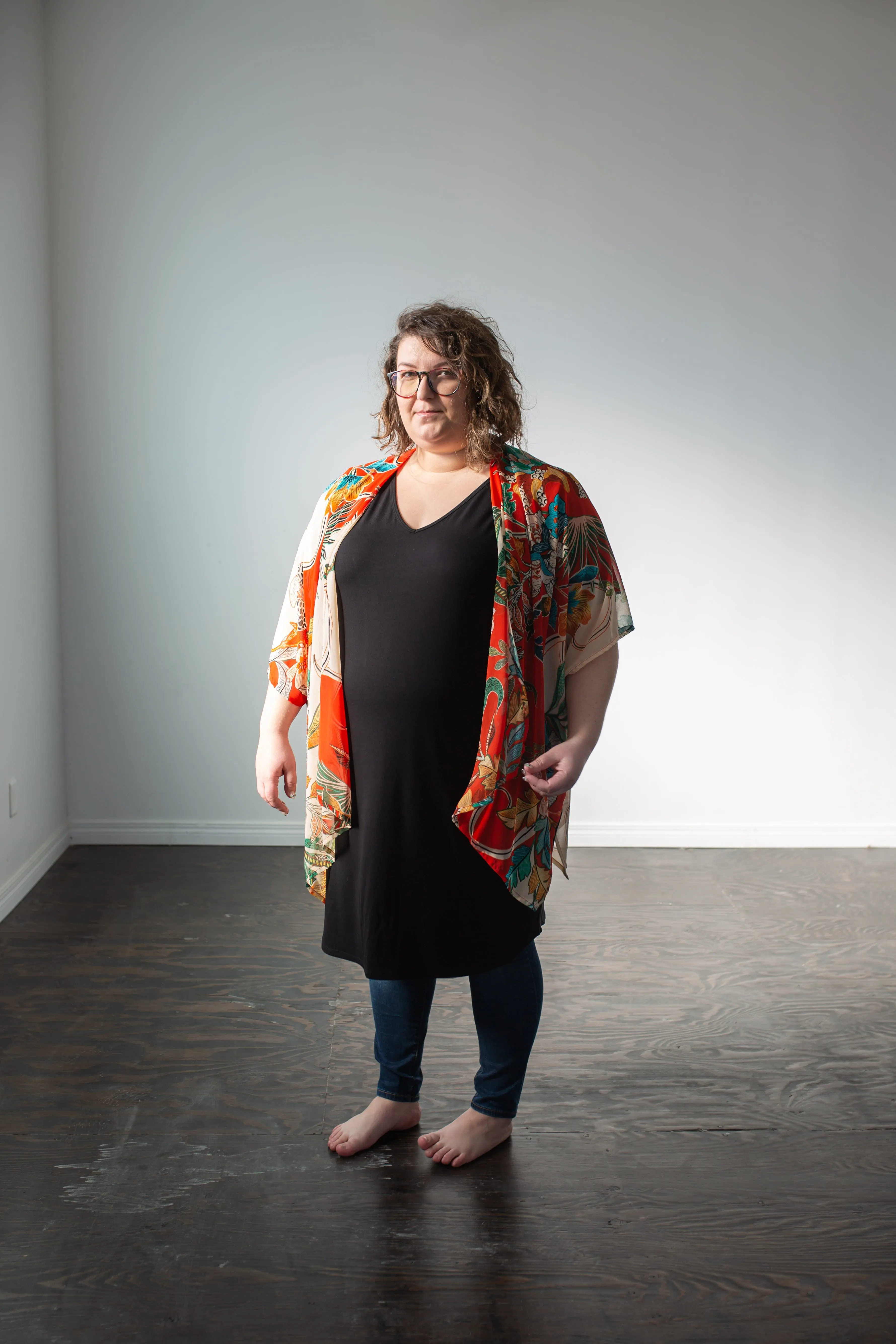 Chiffon Shawl in Red Floral