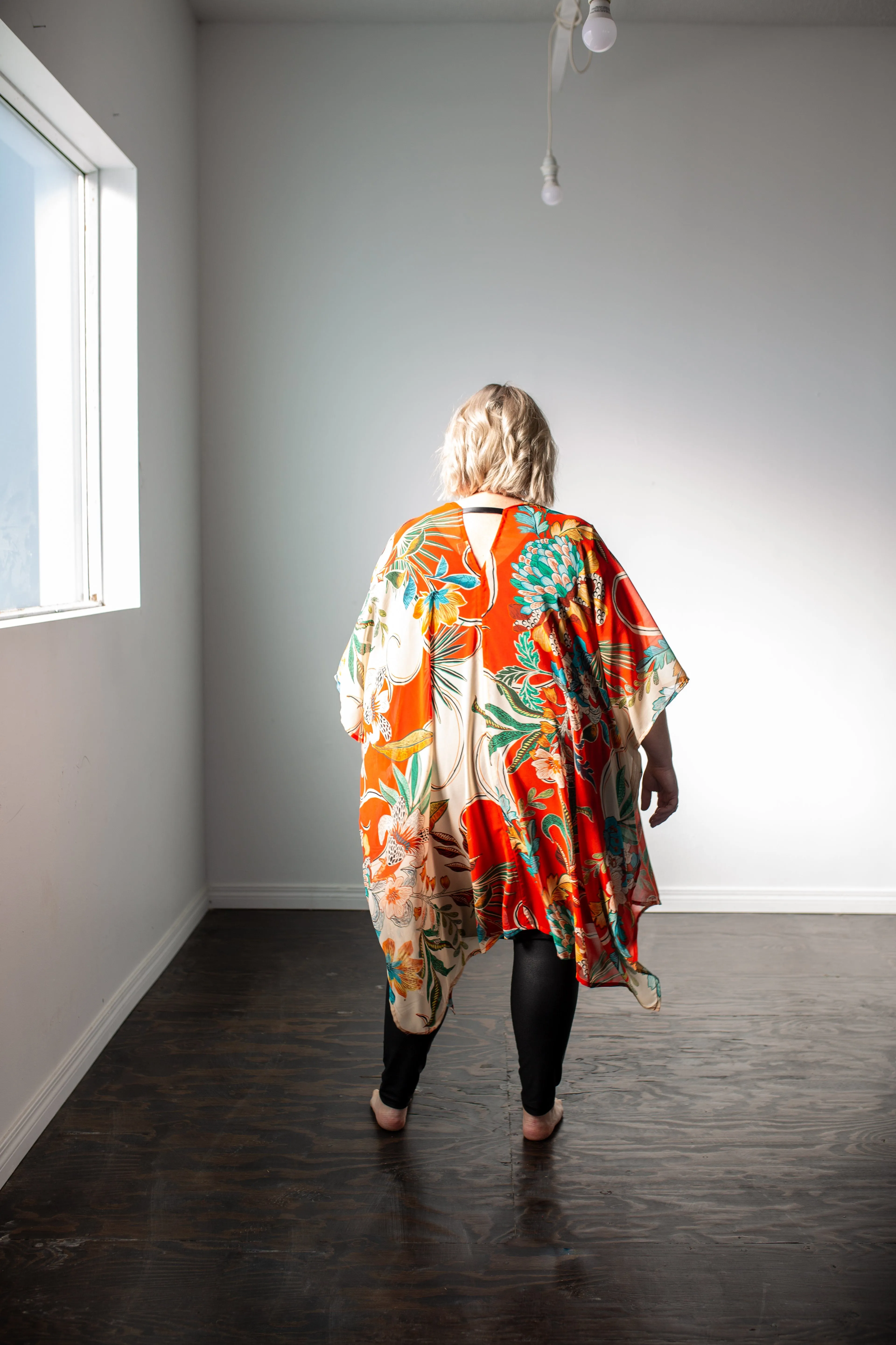 Chiffon Shawl in Red Floral
