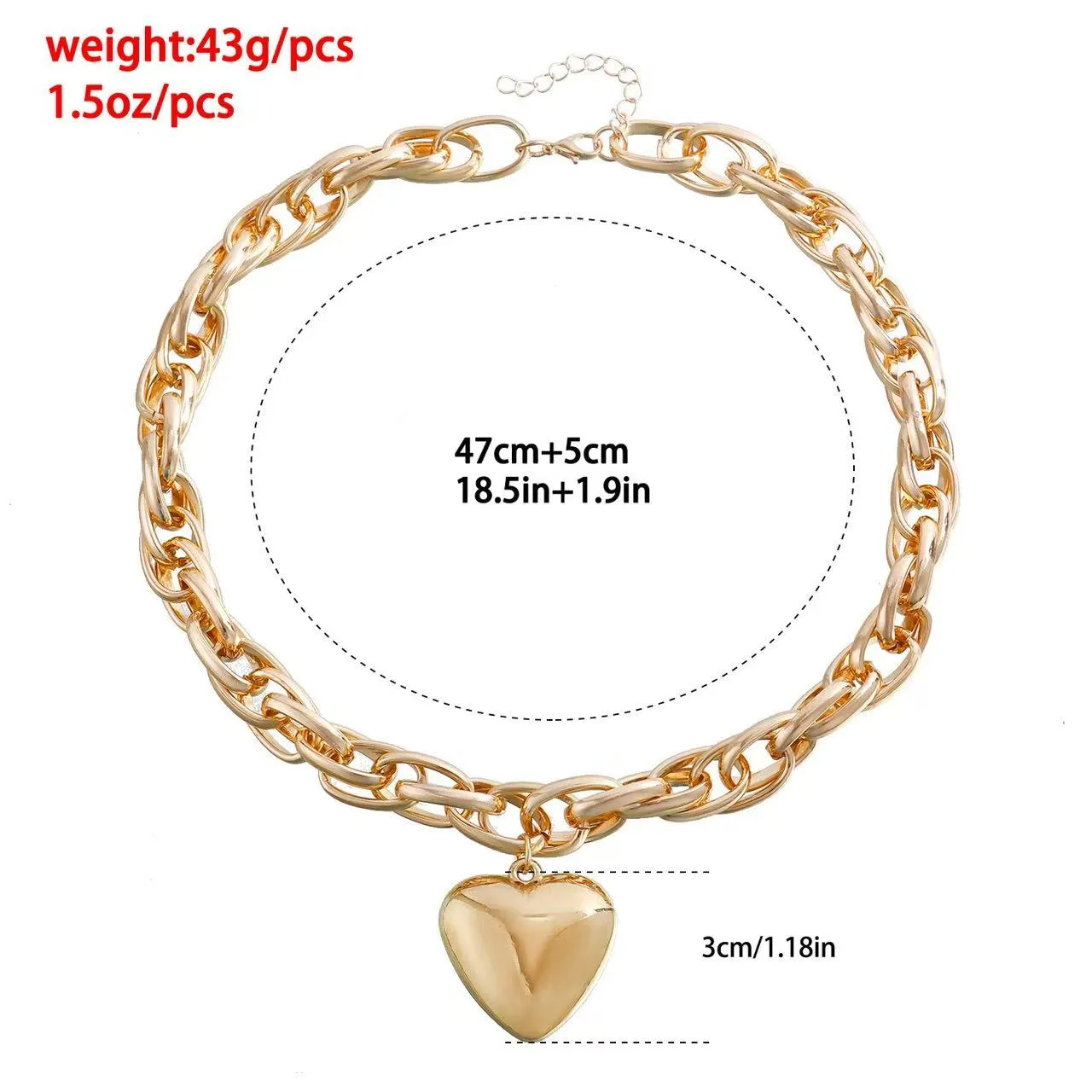 Chunky Heart - Pendant Chain Necklace