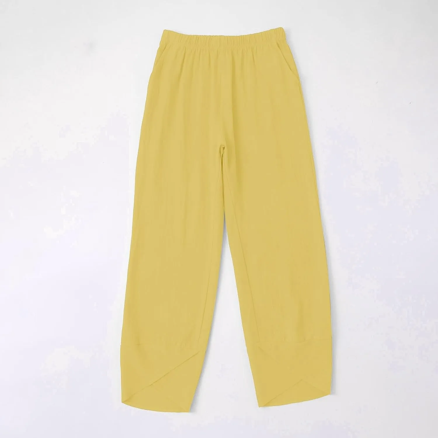 Cotton Linen Pants for Women Summer Plus Size Boho Pants Lightweight Hight Waist Vacation Beach Trousers with Pockets