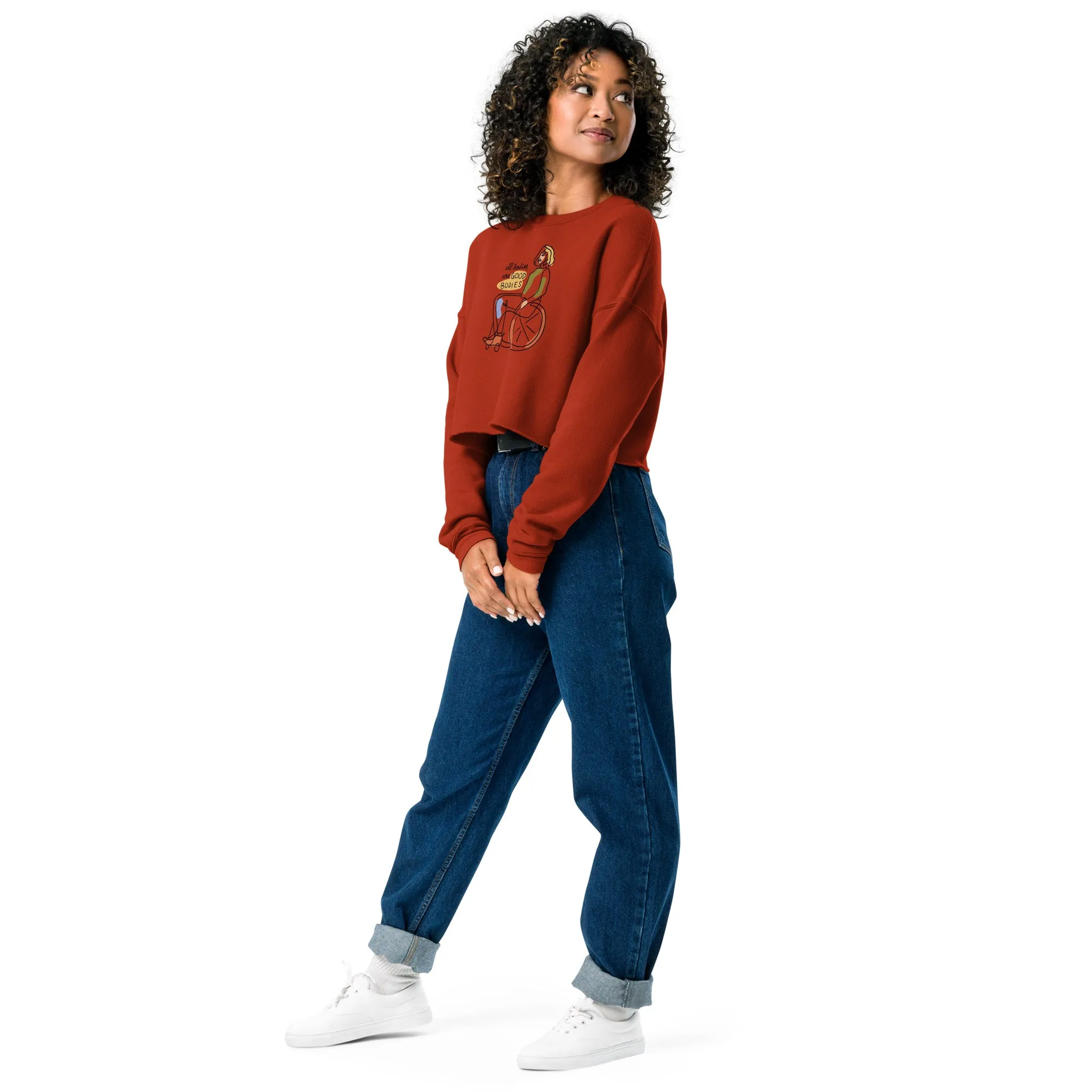 Crop Sweatshirt Womens (All Bodies Are Good Bodies - Inspiration 003)