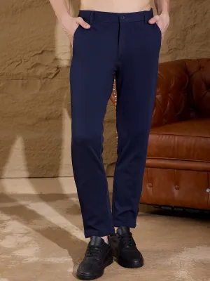 Dark Blue: Textured Stretchable Chinos