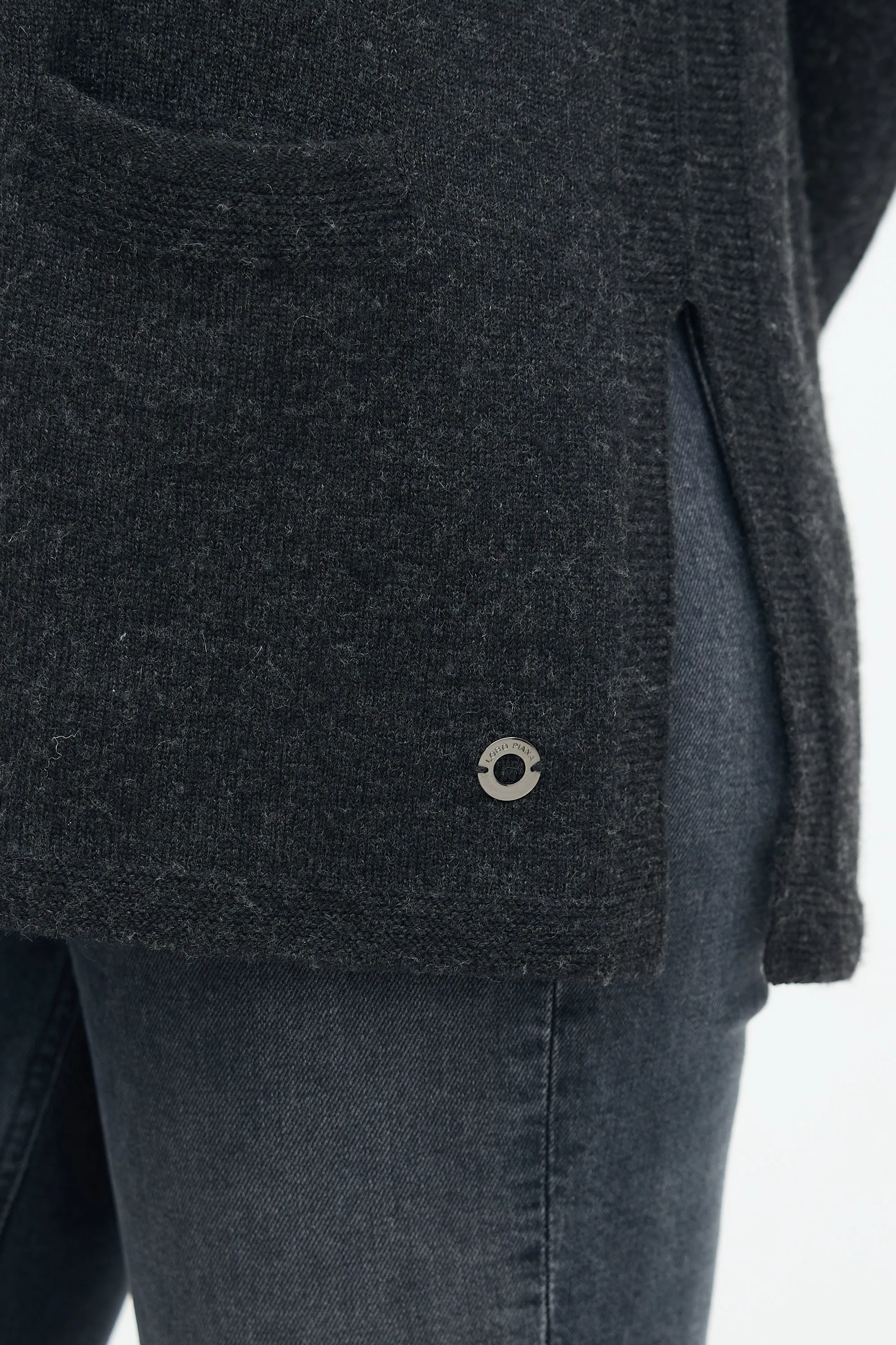 Dark Grey Cashmere Open Front Cardigan