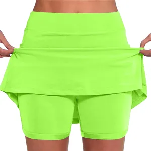 DDAPJ pyju Skorts for Women Plus Size High Waist Yoga Shorts Dressy Casual Athletic Tennis Mini Skater Skirt Basic Skort