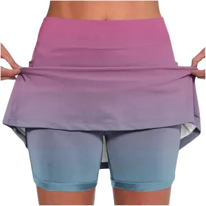DDAPJ pyju Women's Gradient Athletic Skorts 2025 Trendy Summer High Waist Shorts Plus Size Tennis Skirts with Shorts