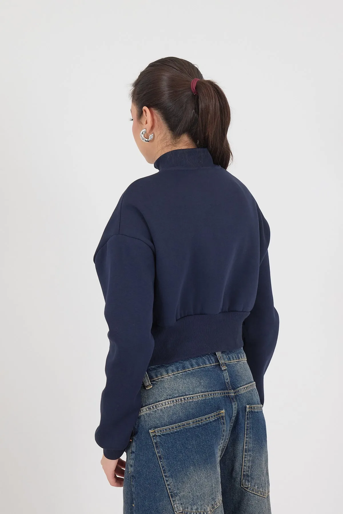 “Do Not Overthink” Printed Brushed Crop Sweatshirt