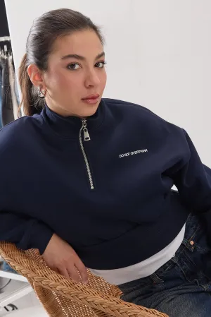 “Do Not Overthink” Printed Brushed Crop Sweatshirt
