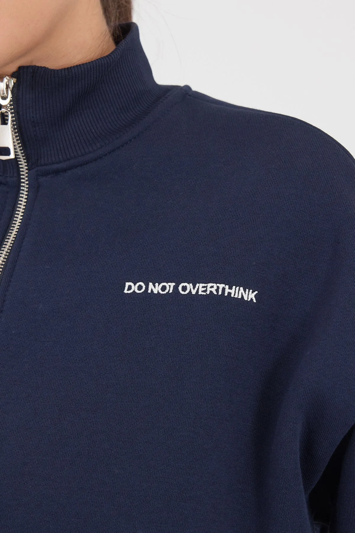“Do Not Overthink” Printed Brushed Crop Sweatshirt