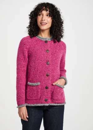 Donegal Ladies' Raglan Cardigan | Pink Grey