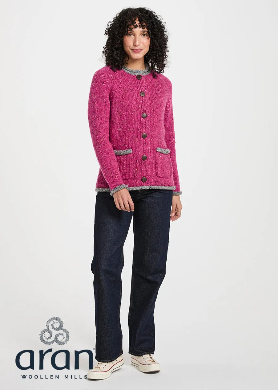 Donegal Ladies' Raglan Cardigan | Pink Grey