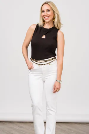 Ellie Keyhole Top in Jet Black
