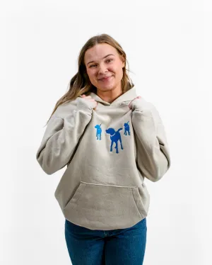 Embroidered Blue Dogs Hoodie