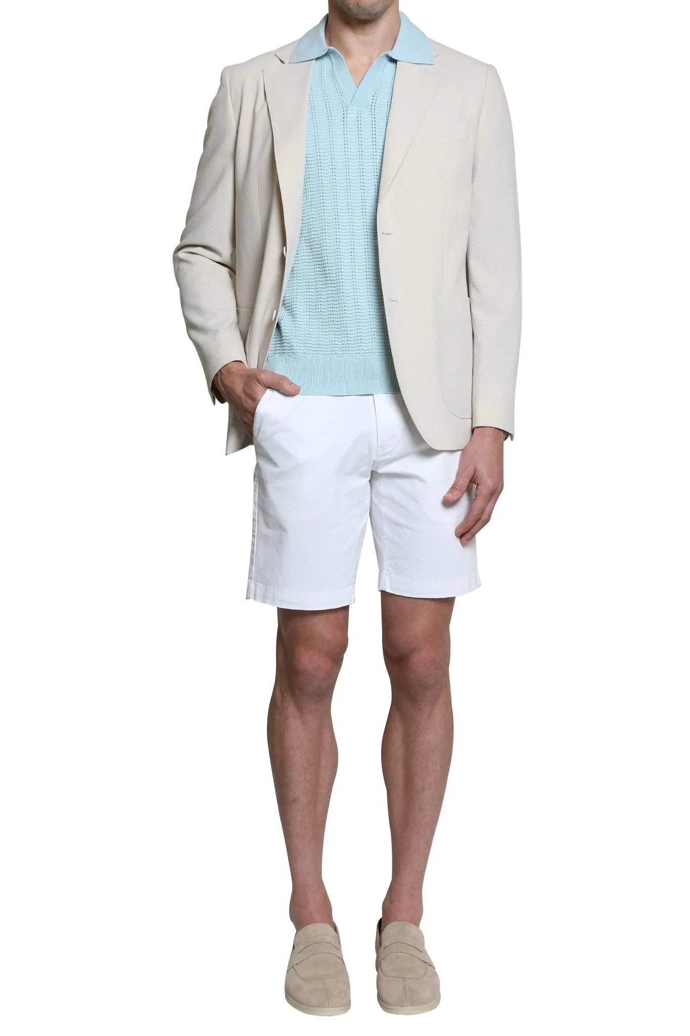 Gabriel Seersucker Blazer in Stone