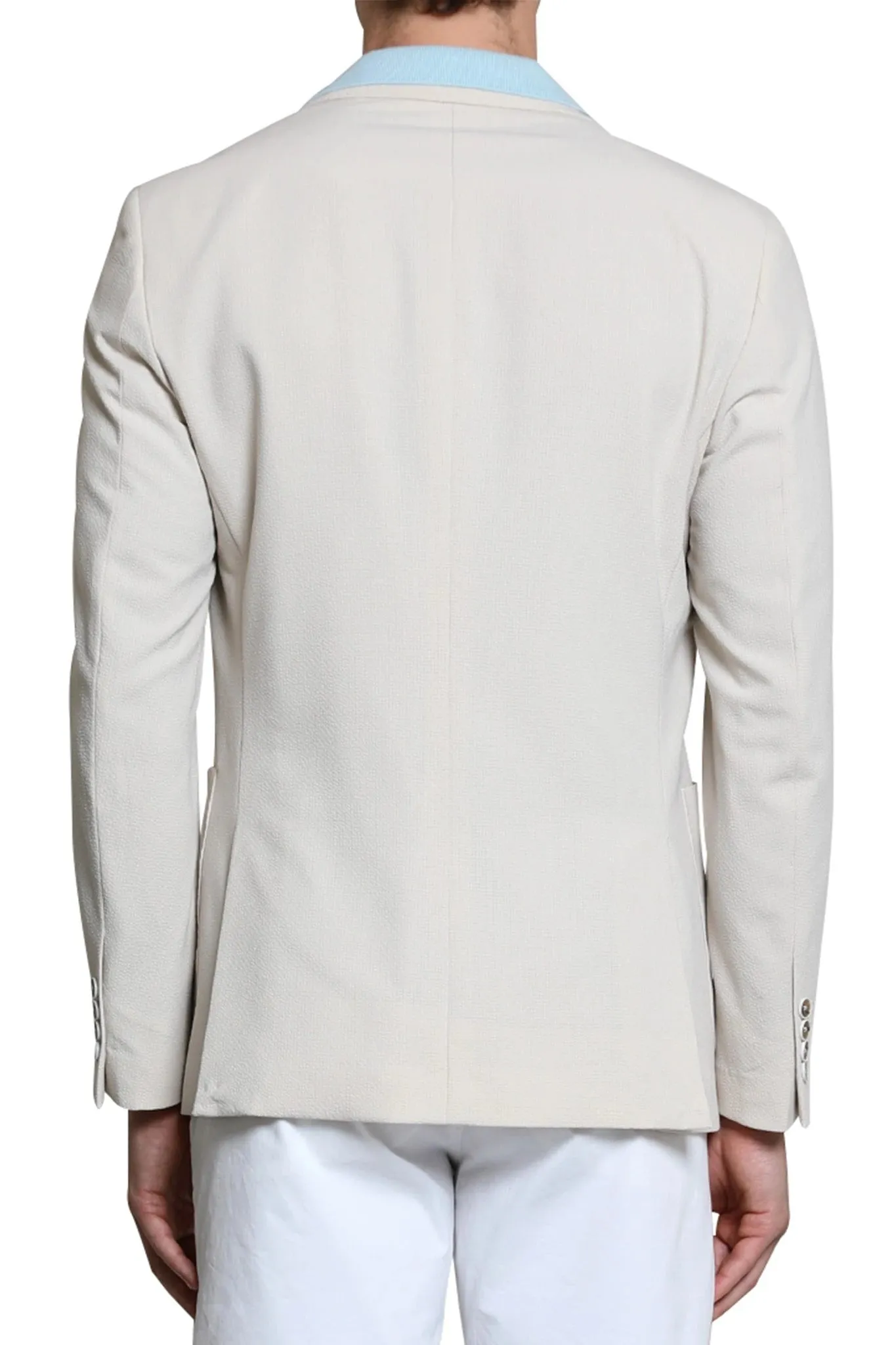 Gabriel Seersucker Blazer in Stone