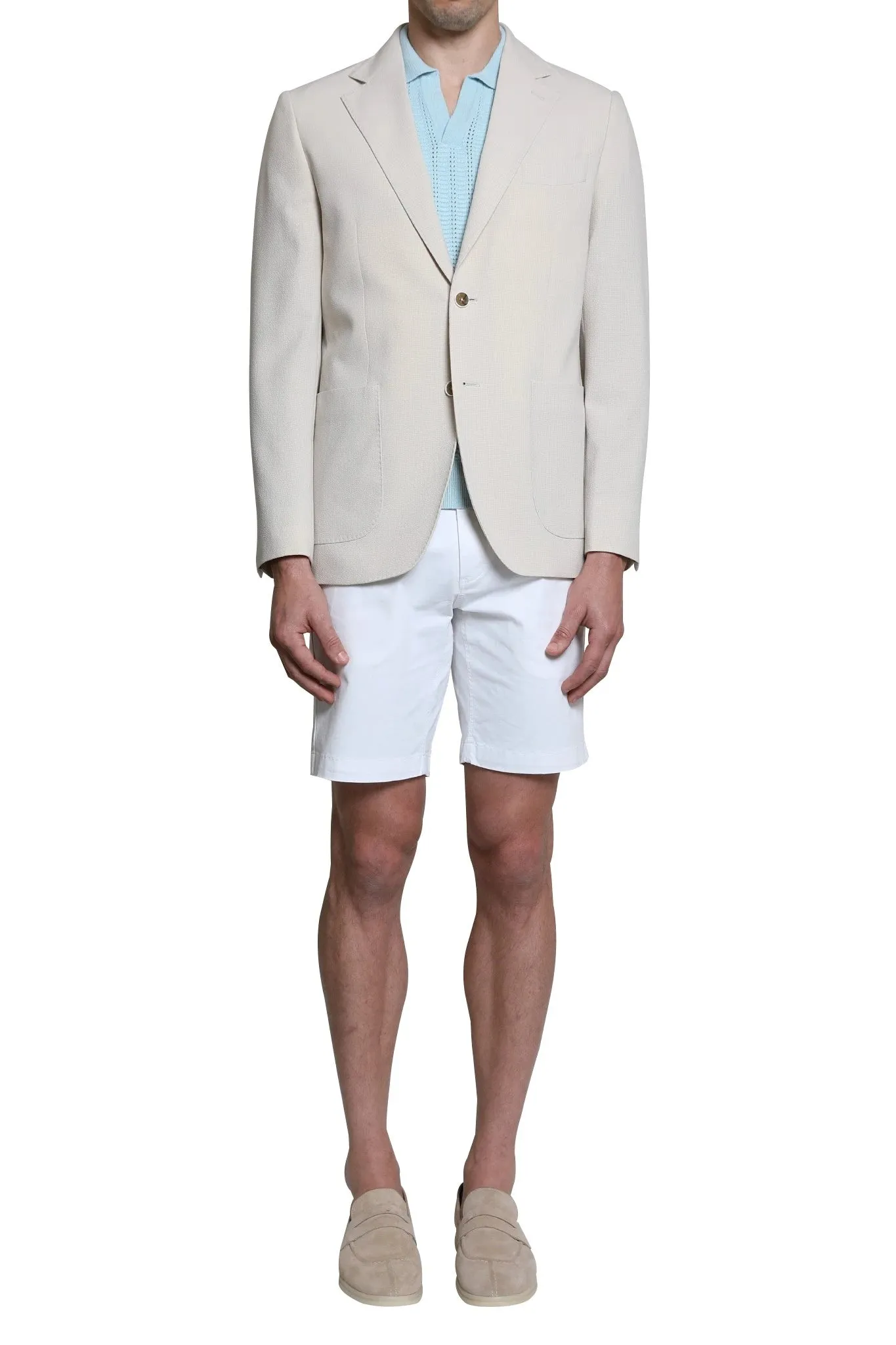 Gabriel Seersucker Blazer in Stone