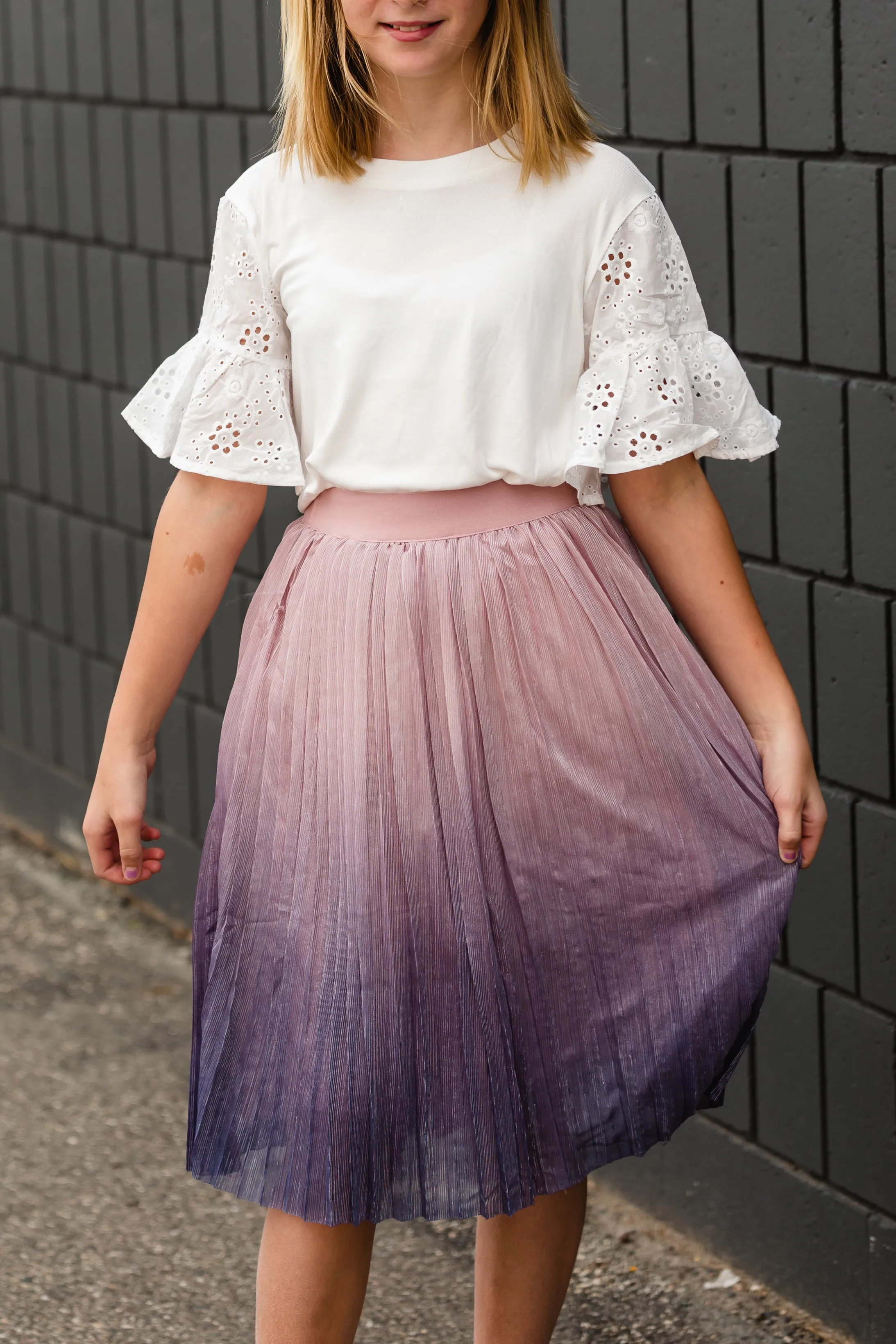 Girls White Lace Short Sleeve Top - FINAL SALE