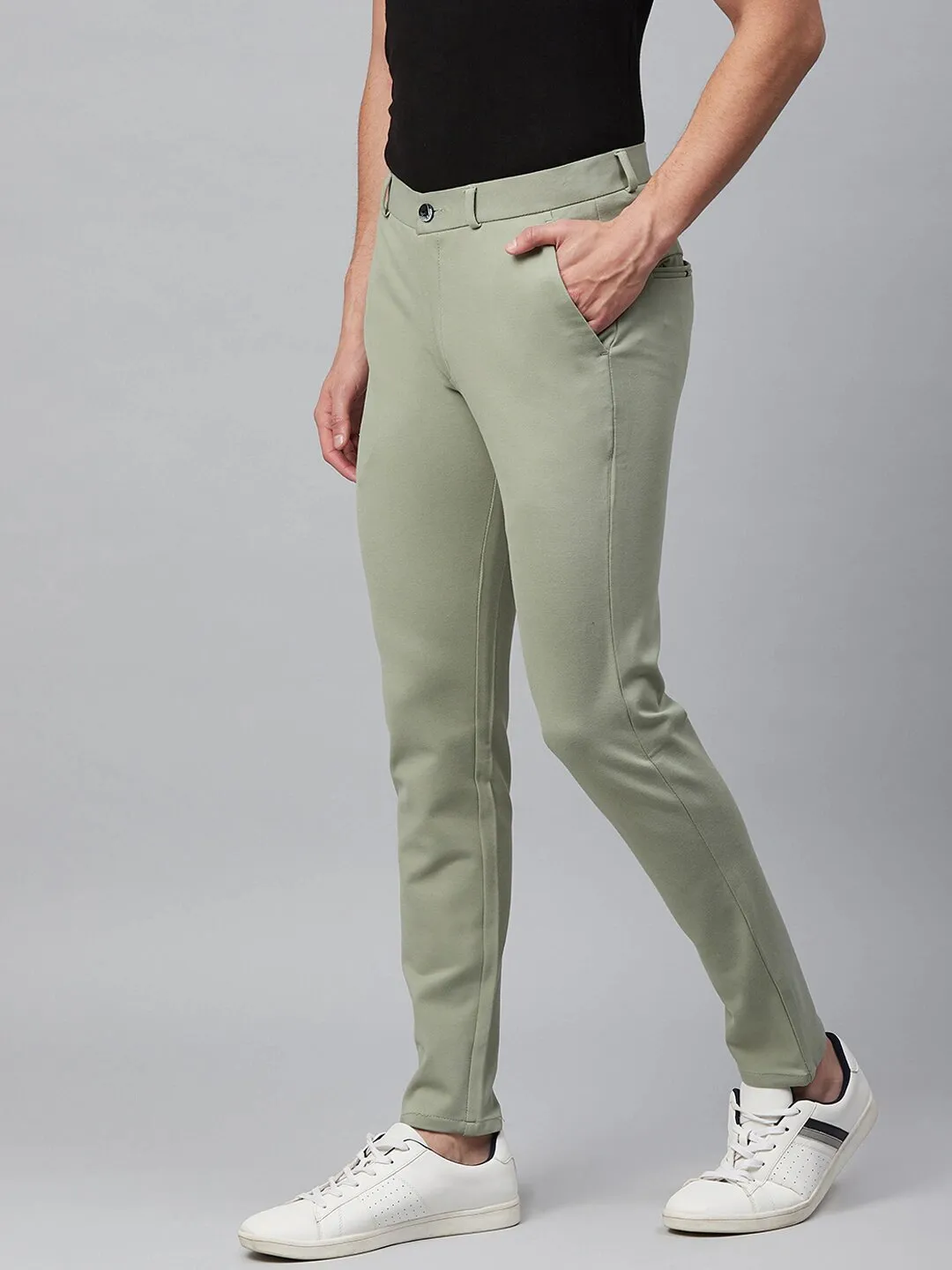 Green: Smart Skinny Fit Solid Chinos