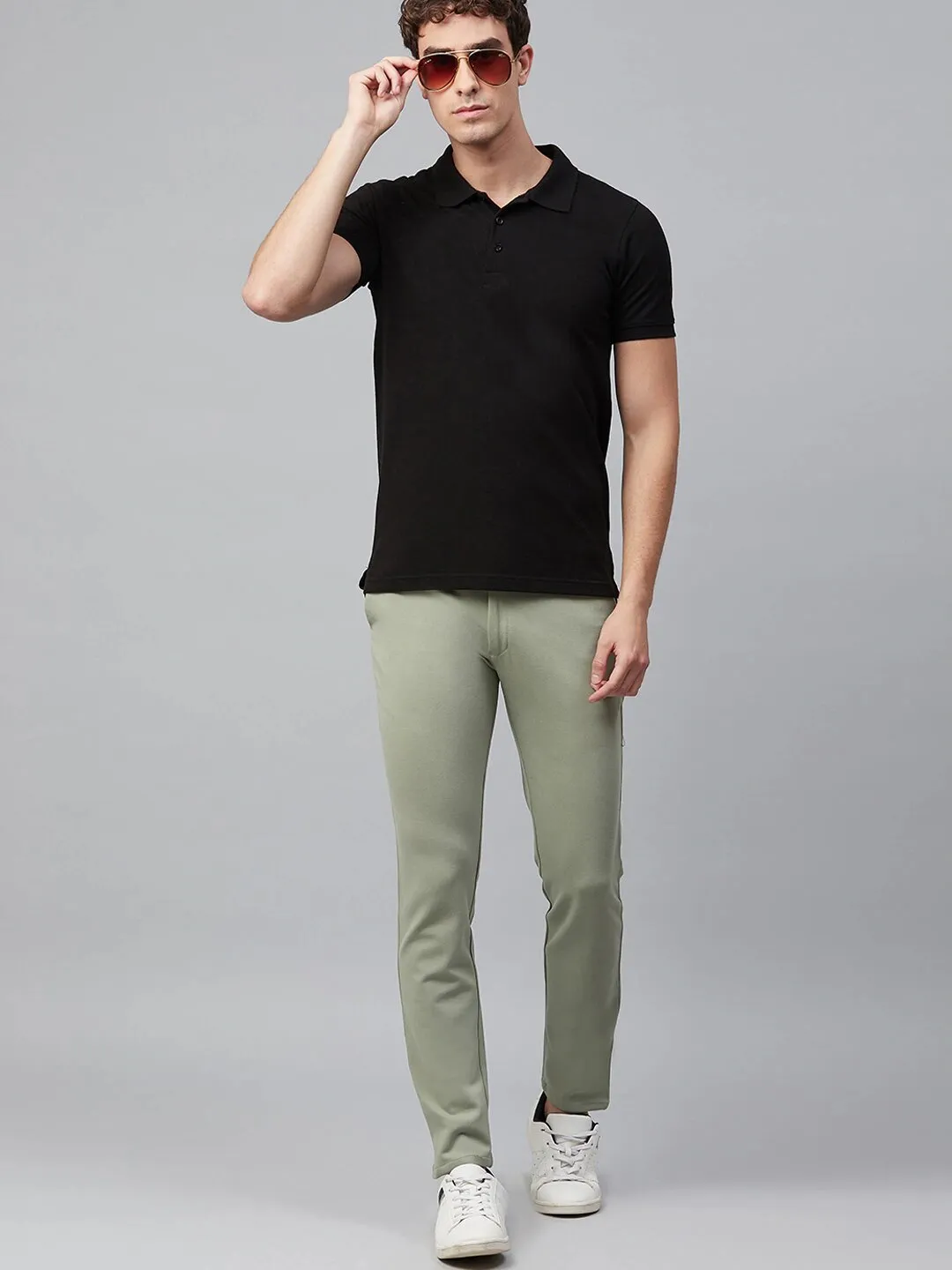 Green: Smart Skinny Fit Solid Chinos