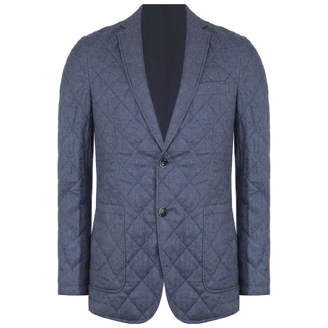 Hackett London Quited Mens Blue Blazer