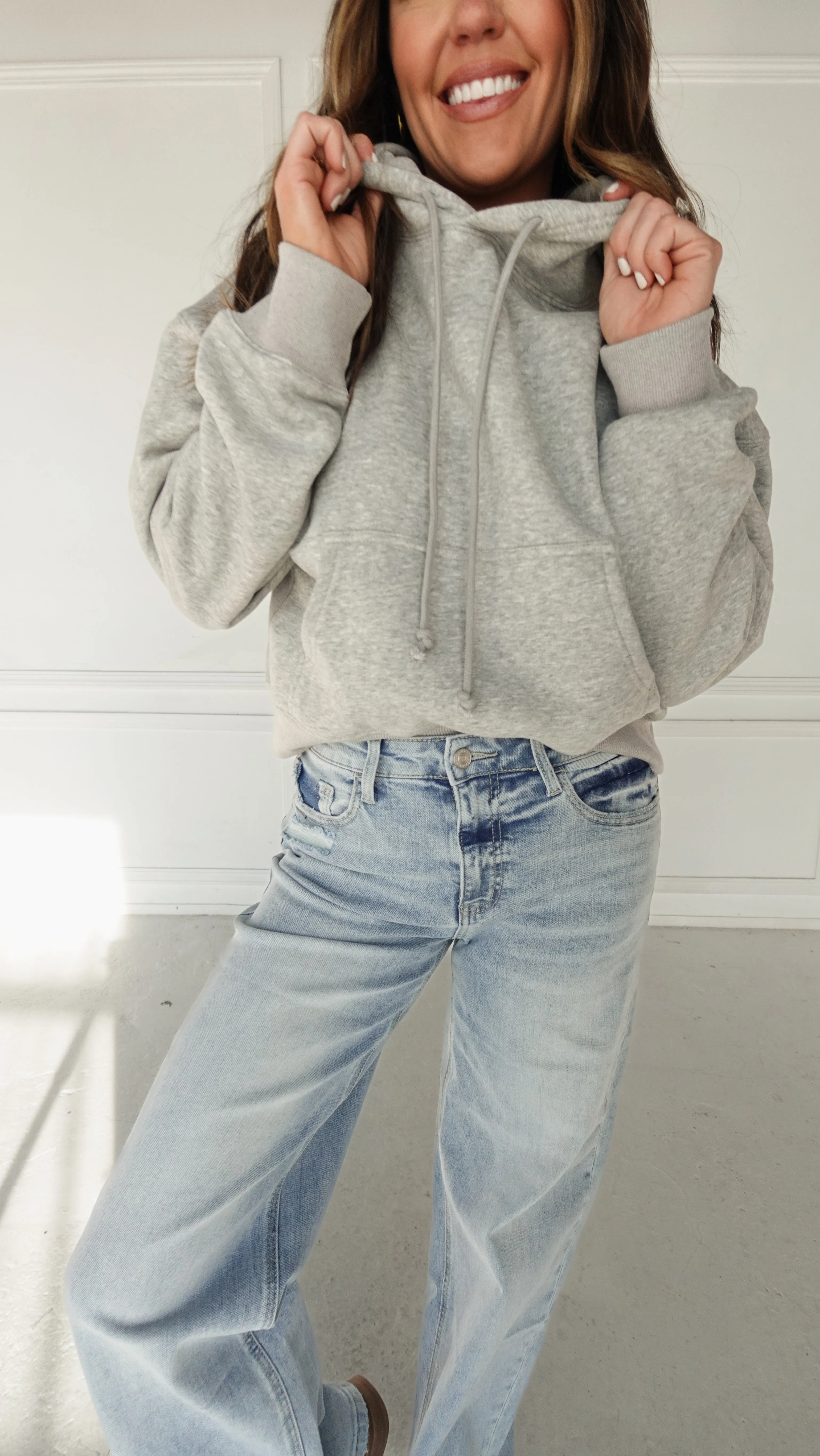 Heather Gray Cropped Boyfriend Hoodie