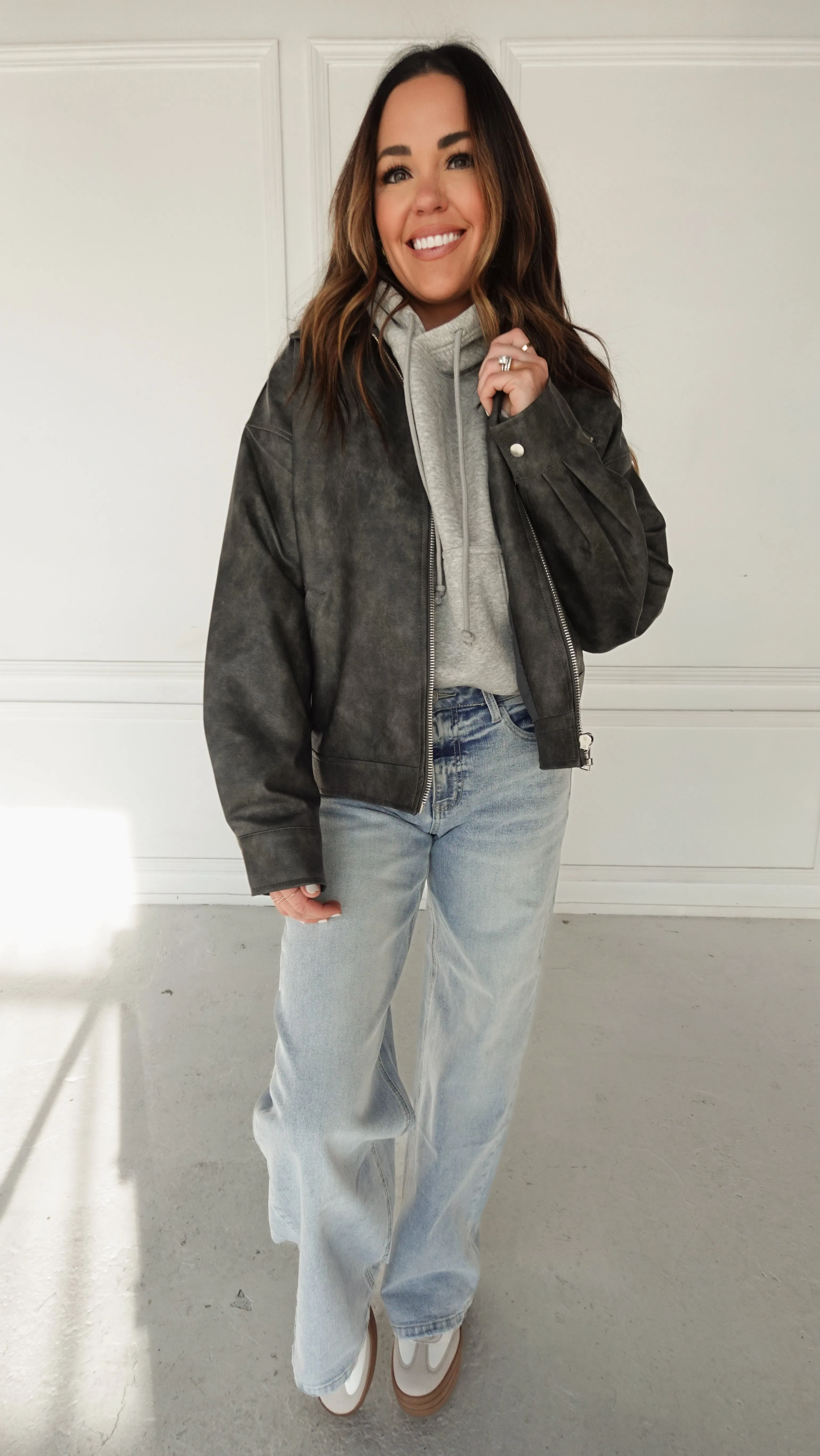 Heather Gray Cropped Boyfriend Hoodie