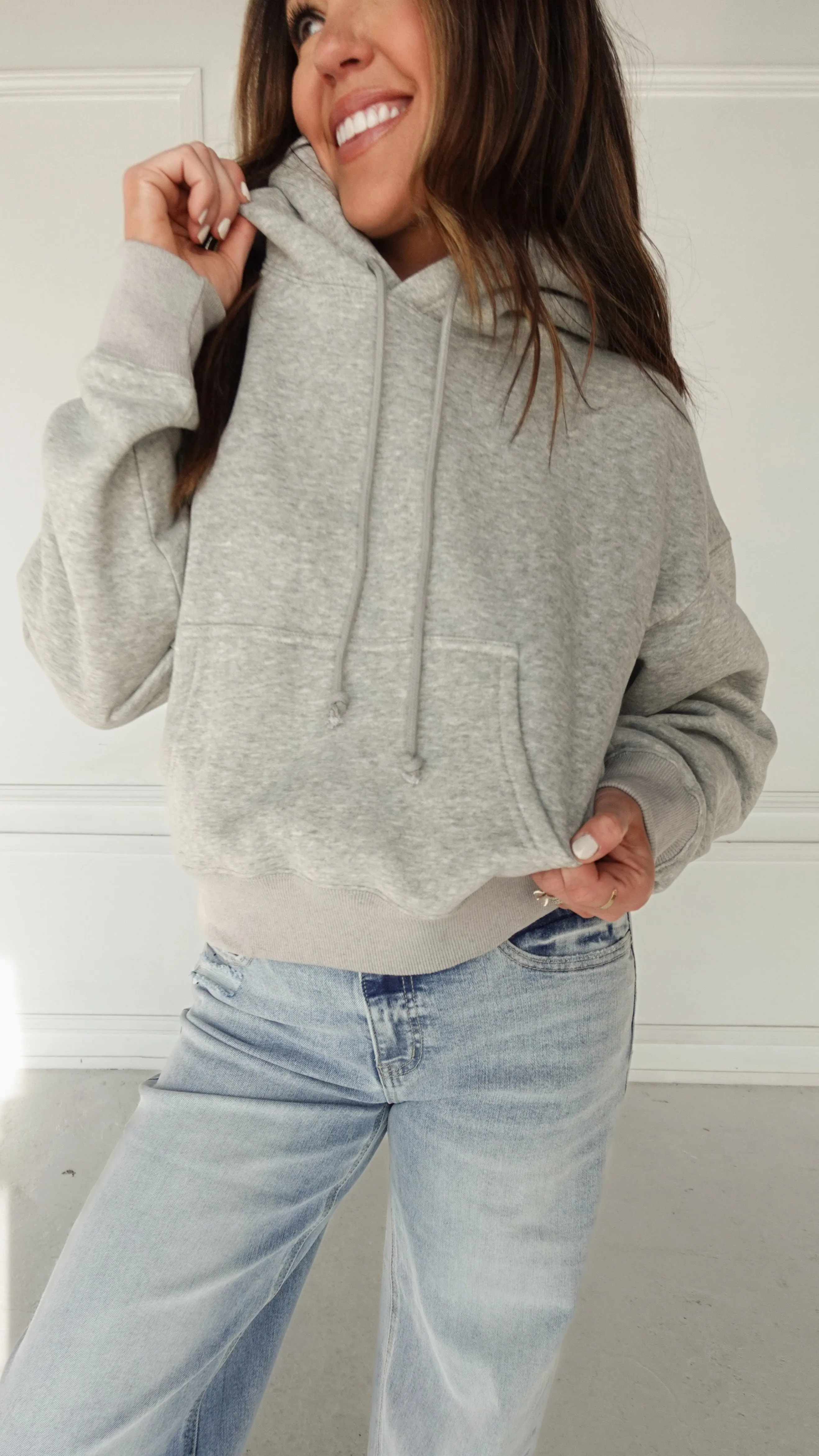 Heather Gray Cropped Boyfriend Hoodie