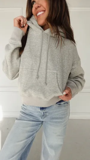 Heather Gray Cropped Boyfriend Hoodie